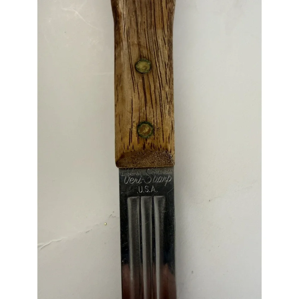 Imperial Home Veri Sharp Meat Carving Serving Fork Wood Handle USA Vintage